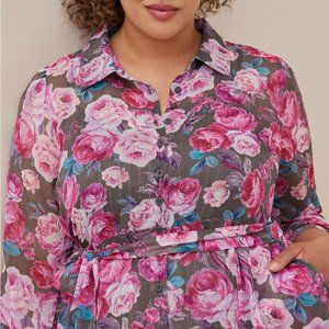 NWT Torrid Dress Maxi Grey Floral 1X plus